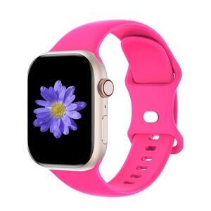 Sport Bands Compatible with Apple Watch 42mm 44mm 45mm Soft Silicone Hot Pink s2